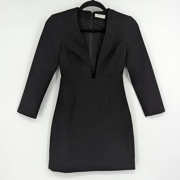Aritzia Dresses & Skirts - Aritzia Babaton Deep V Neckline Long Sleeve Mini Dress